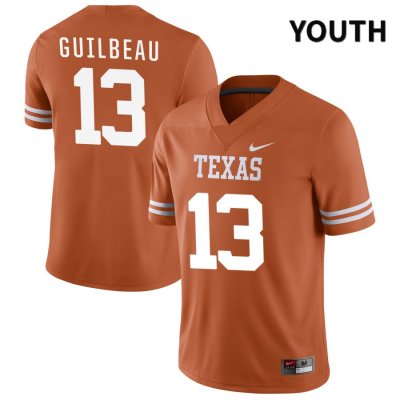Texas Longhorns Youth #13 Jaylon Guilbeau Authentic Orange NIL 2022 College Football Jersey PPC78P6C